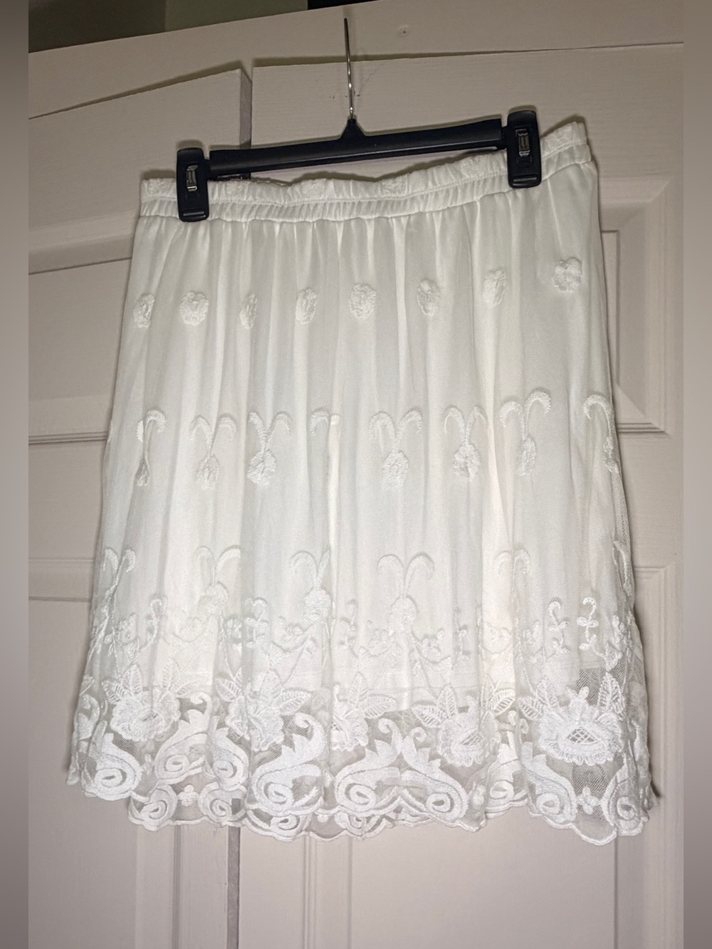 Maurices White Embroidered Lace Hem Skirt